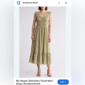 Blu Pepper Elegant Olive Green Maxi Dress SIZE M